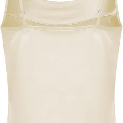 Women's Silk Satin Camisole Cowl Neck Tank Top Cami Silky Basic Tank Shirt Blouses