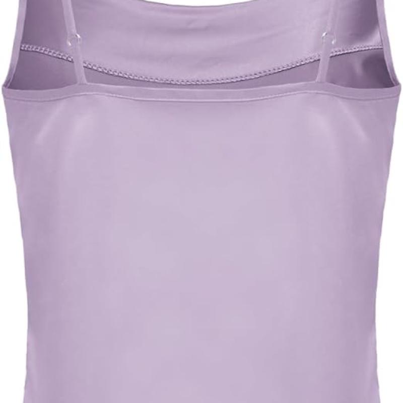 Women's Silk Satin Camisole Cowl Neck Tank Top Cami Silky Basic Tank Shirt Blouses