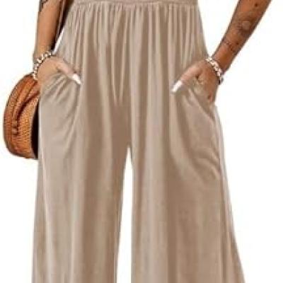 Women's Casual Loose Overalls Jumpsuits One Piece Sleeveless Wide Leg Long Pant Rompers With Pockets