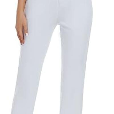 Women's Stretchy Straight Leg Dress Work Pants Business Office Casual Slacks with Pockets