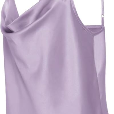 Women's Silk Satin Camisole Cowl Neck Tank Top Cami Silky Basic Tank Shirt Blouses