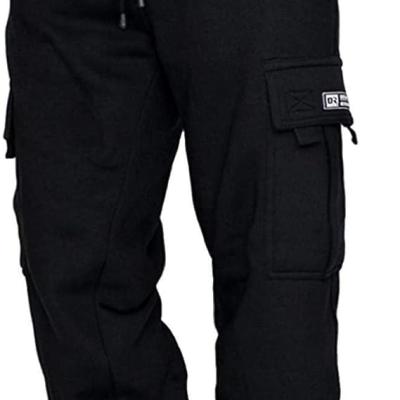 Men's Cargo Sweatpants Casual Fleece Joggers Loose Fit Open Bottom Athletic Pants for Men with Pockets
