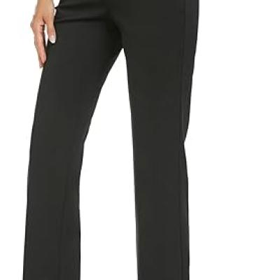 Women's Stretchy Straight Leg Dress Work Pants Business Office Casual Slacks with Pockets