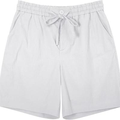 Mens Cotton Linen Shorts Casual Drawstring 7inch Inseam Shorts Stretch Summer Beach Wear