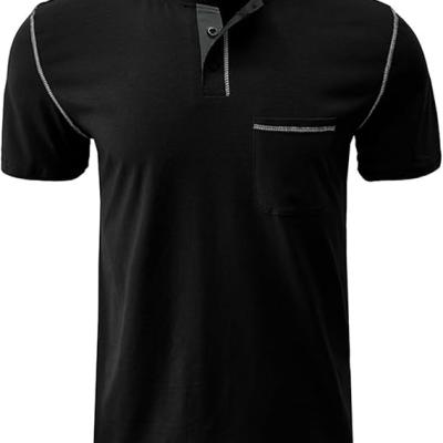 Men's Henley Shirt Lightweight Short Sleeve T-Shirt Casual Stylish Button Cotton Shirt