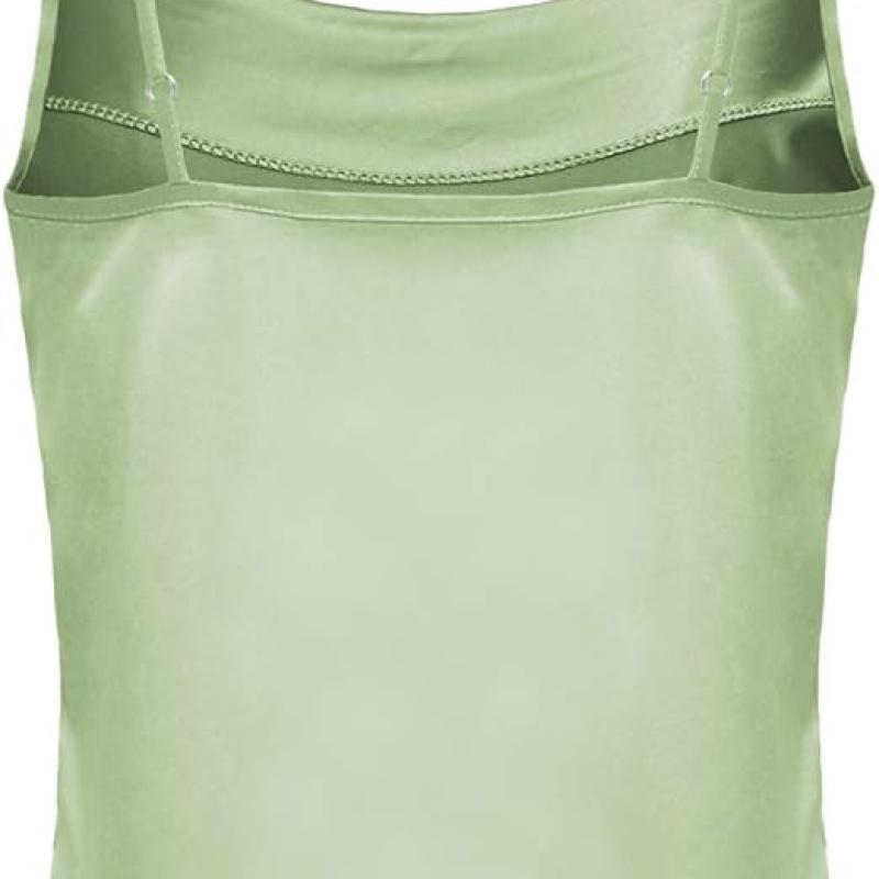 Women's Silk Satin Camisole Cowl Neck Tank Top Cami Silky Basic Tank Shirt Blouses