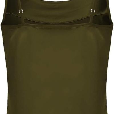 Women's Silk Satin Camisole Cowl Neck Tank Top Cami Silky Basic Tank Shirt Blouses