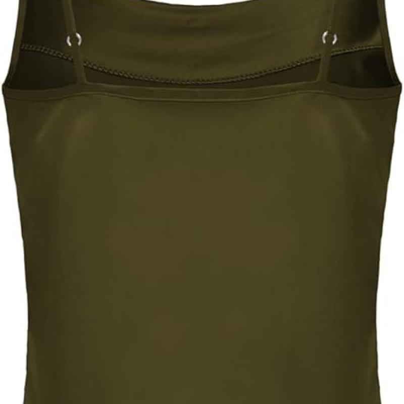 Women's Silk Satin Camisole Cowl Neck Tank Top Cami Silky Basic Tank Shirt Blouses