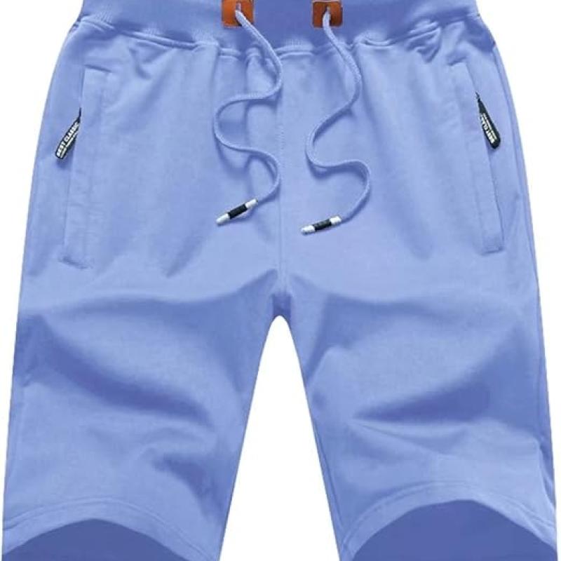 Mens Shorts Casual Drawstring Zipper Pockets Elastic Waist