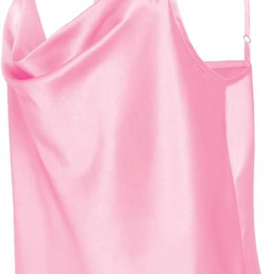 Women's Silk Satin Camisole Cowl Neck Tank Top Cami Silky Basic Tank Shirt Blouses