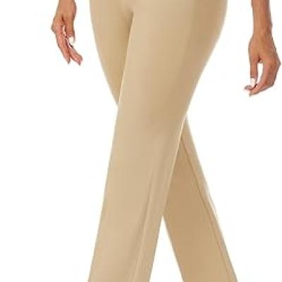 Women's Stretchy Straight Leg Dress Work Pants Business Office Casual Slacks with Pockets