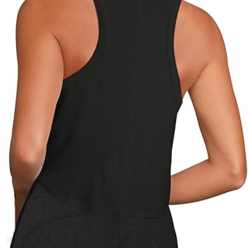 Womens Crop Tops Sleeveless Workout Tops Halter Neck Flowy Athletic Shirts Cropped Tank Muscle Tank