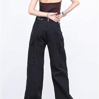 Women Cargo Pants Baggy Y2K Clothing Multi Pockets High Waist Loose Straight Leg Pants Vintage Grunge Aesthetic Clothes