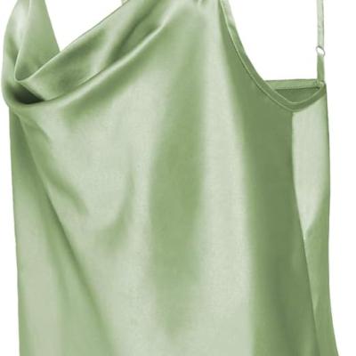 Women's Silk Satin Camisole Cowl Neck Tank Top Cami Silky Basic Tank Shirt Blouses