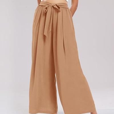 Summe Wide Leg Dress Pants for Women High Waisted Palazzo Casual Work Pants Beach Trousers with Pocket