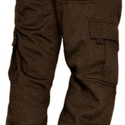 Men's Cargo Sweatpants Casual Fleece Joggers Loose Fit Open Bottom Athletic Pants for Men with Pockets