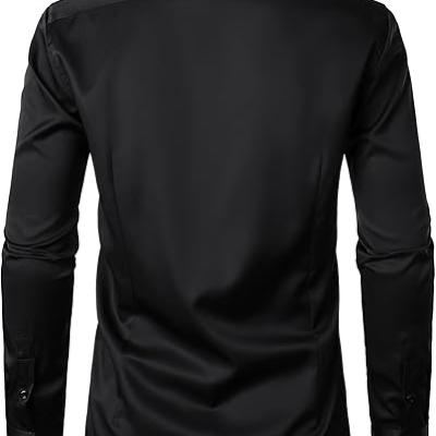 Men's Stretch Wrinkle Free Dress Shirts Formal Wedding Prom Long Sleeve Slim Fit Button Down Shirts