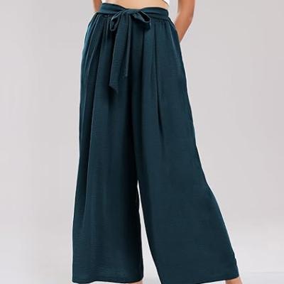 Summe Wide Leg Dress Pants for Women High Waisted Palazzo Casual Work Pants Beach Trousers with Pocket
