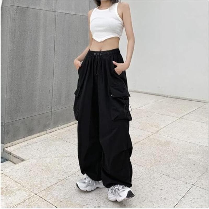 Women Cargo Pants Baggy Y2K Clothing Multi Pockets High Waist Loose Straight Leg Pants Vintage Grunge Aesthetic Clothes