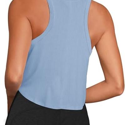 Womens Crop Tops Sleeveless Workout Tops Halter Neck Flowy Athletic Shirts Cropped Tank Muscle Tank
