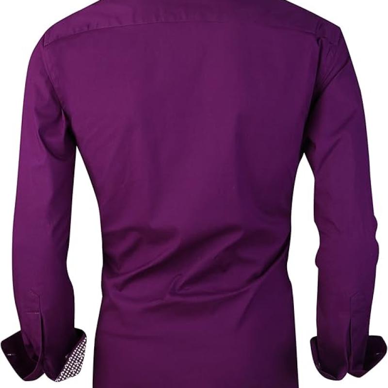 Mens Dress Shirts Regular Fit Long Sleeve Stretch Business Dress Shirts for Men