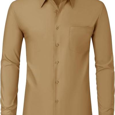 Men's Dress Shirts Wrinkle Free Long Sleeve Formal Shirt Solid Business Casual Wedding Button Down Shirts with Pocket