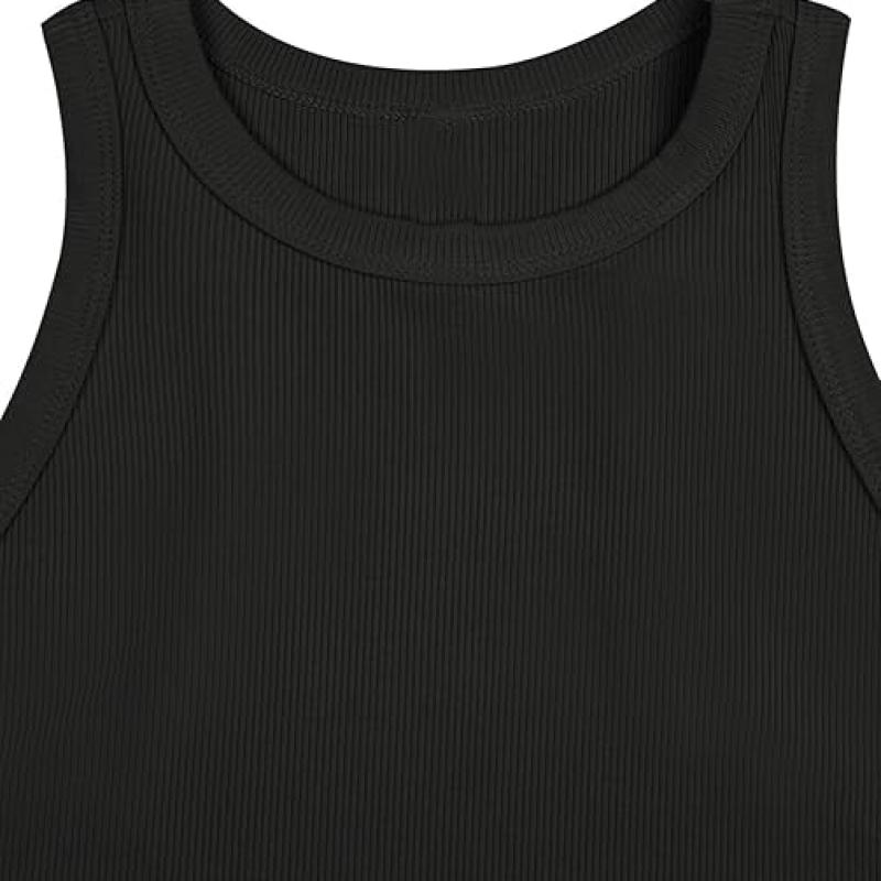 Womens Crop Tops Sleeveless Workout Tops Halter Neck Flowy Athletic Shirts Cropped Tank Muscle Tank