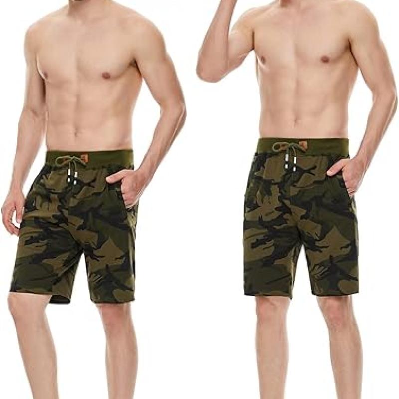 Mens Shorts Casual Drawstring Zipper Pockets Elastic Waist
