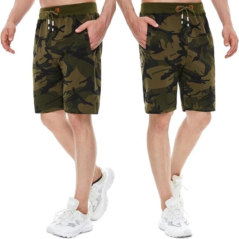 Mens Shorts Casual Drawstring Zipper Pockets Elastic Waist