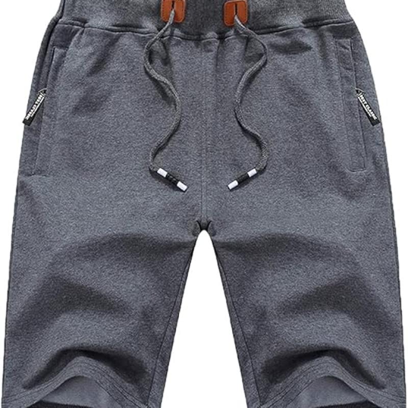 Mens Shorts Casual Drawstring Zipper Pockets Elastic Waist