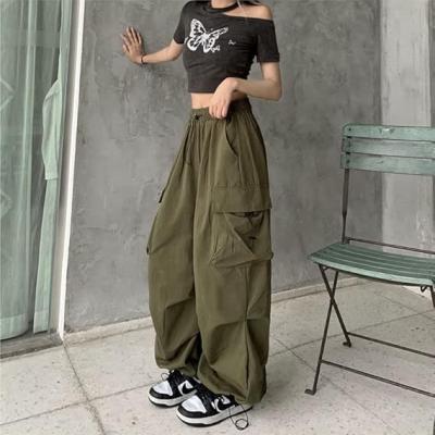 Women Cargo Pants Baggy Y2K Clothing Multi Pockets High Waist Loose Straight Leg Pants Vintage Grunge Aesthetic Clothes