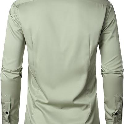 Men's Stretch Wrinkle Free Dress Shirts Formal Wedding Prom Long Sleeve Slim Fit Button Down Shirtsc