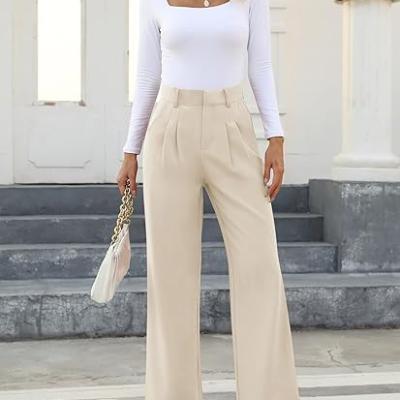 High Waisted Work Pants for Women Business Casual Outfits 2025 Office Dress Pants Trousers with Pockets