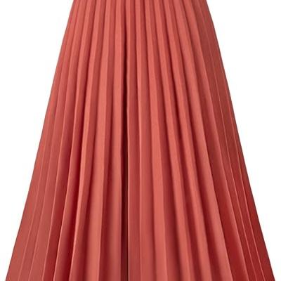Womens Skirt Leopard Print Midi Long Shirring Pleated Skirts High Waisted A Line Skirts