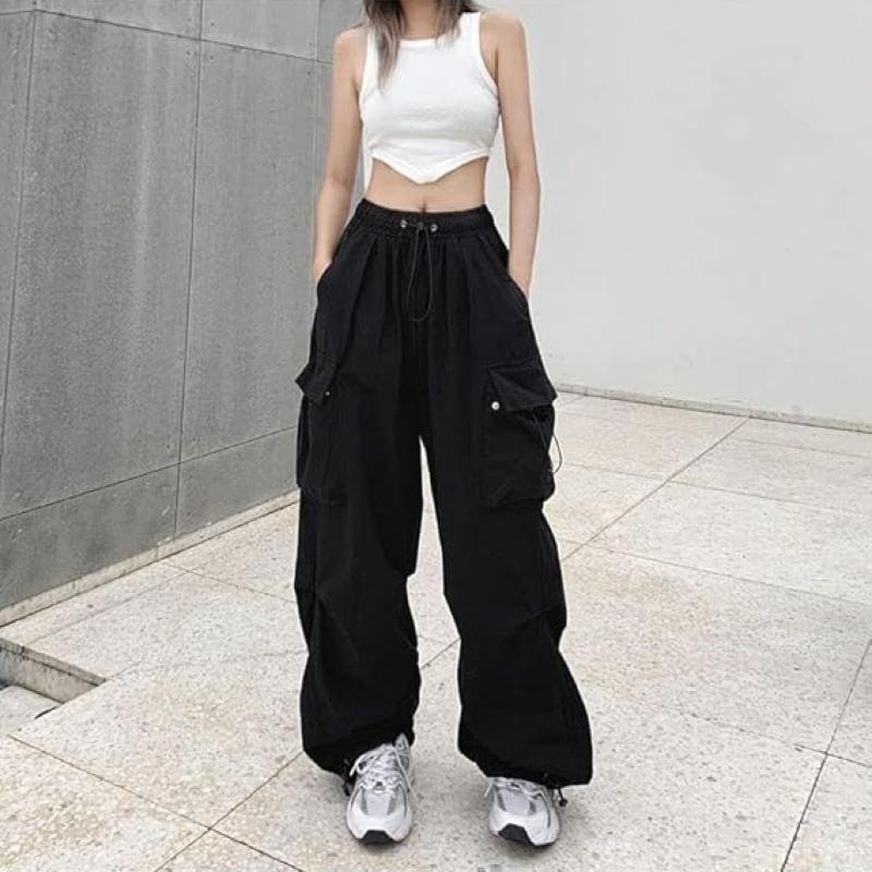 Women Cargo Pants Baggy Y2K Clothing Multi Pockets High Waist Loose Straight Leg Pants Vintage Grunge Aesthetic Clothes