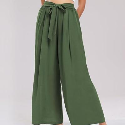 Summe Wide Leg Dress Pants for Women High Waisted Palazzo Casual Work Pants Beach Trousers with Pocket