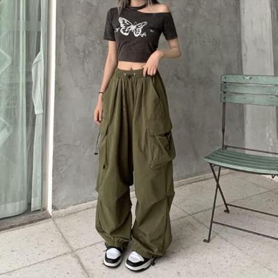 Women Cargo Pants Baggy Y2K Clothing Multi Pockets High Waist Loose Straight Leg Pants Vintage Grunge Aesthetic Clothes