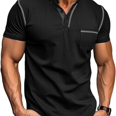 Men's Henley Shirt Lightweight Short Sleeve T-Shirt Casual Stylish Button Cotton Shirt