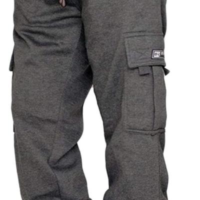 Men's Cargo Sweatpants Casual Fleece Joggers Loose Fit Open Bottom Athletic Pants for Men with Pockets