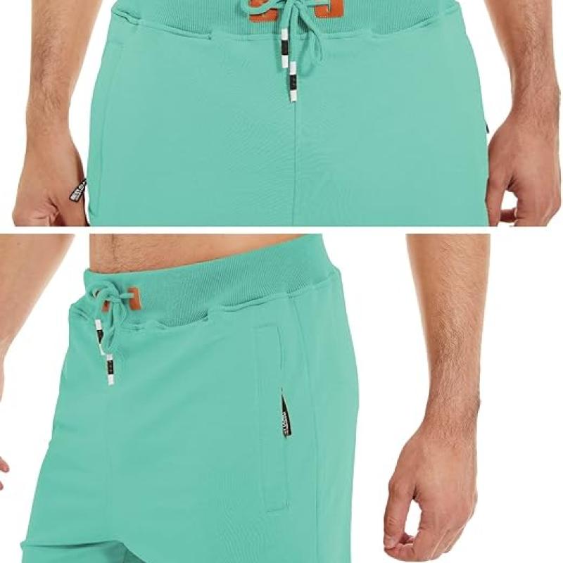 Mens Shorts Casual Drawstring Zipper Pockets Elastic Waist