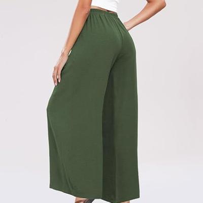 Summe Wide Leg Dress Pants for Women High Waisted Palazzo Casual Work Pants Beach Trousers with Pocket