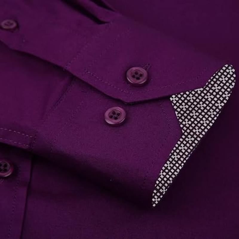 Mens Dress Shirts Regular Fit Long Sleeve Stretch Business Dress Shirts for Men