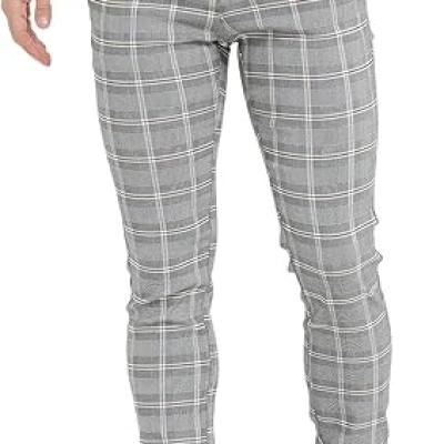Men's Plaid Pants Skinny Dress Pants for Men Skinny Chino Pants Men