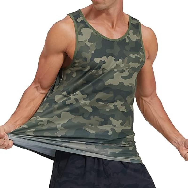Men's Quick Dry Sports Tank Tops Athletic Gym Bodybuilding Fitness Sleeveless Shirts for Beach Running Workout