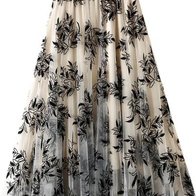 Women's A-Line Fairy Elastic Waist Polyester Spandex Midi Skirt