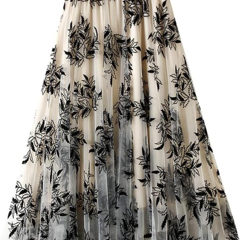Women's A-Line Fairy Elastic Waist Polyester Spandex Midi Skirt