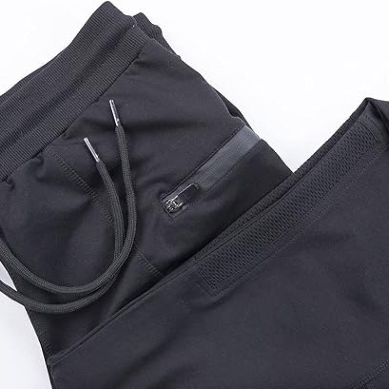 Mens Joggers Sweatpants Slim Fit Workout Training Thigh Mesh Gym Jogger Pants with Zipper Pockets