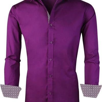 Mens Dress Shirts Regular Fit Long Sleeve Stretch Business Dress Shirts for Men