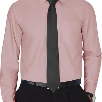 Men's Dress Shirts Wrinkle Free Long Sleeve Formal Shirt Solid Business Casual Wedding Button Down Shirts with Pocket