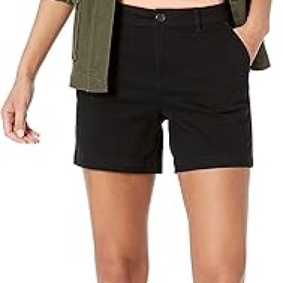 Women's Mid-Rise Slim-Fit 5 Inch Inseam Khaki Short (Available in Straight and Curvy Fits)